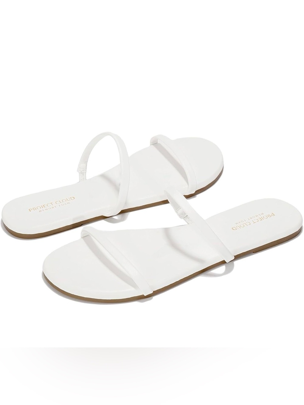 White Strappy Slide Sandals